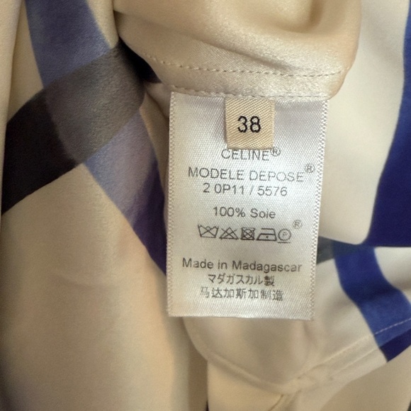 Celine "Phoebe Philo" 100% Silk Blue & White Blouse Pre Fall 2014 Size 38 - Picture 5 of 7